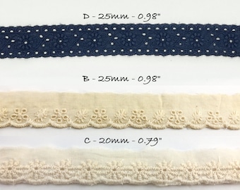 Eyelet Trim Lace Ribbon by the yard, Junk Journal, Scrapbooking, Doll trim, Sewing projects,