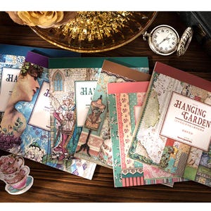Background Pattern Paper Sheets with vellum sticker precut sheet, Shabby Chic, Junk Journal Scrapbook Collage Mixed Media, 25 sheets