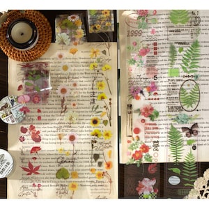 Transparent PET Washi Tape Botanical, Floral, Foliage Butterflies, Berries,  Junk Journal, Scrapbooking, Planner, Mixed Media