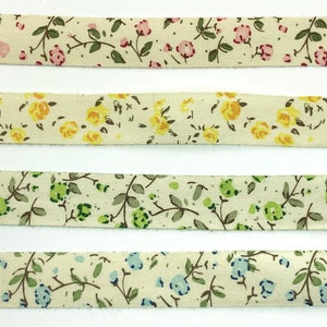Floral Fabric Ribbon, Pink and Blue Floral Pattern Ribbon, Delicate ribbon, Junk Journal, Scrapbooking