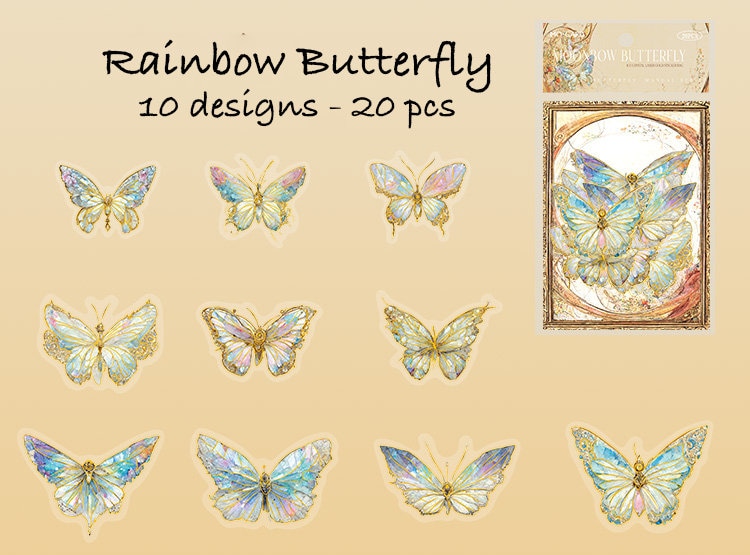 Butterfly Flower Stickers 12 Sheets - 3D Gold Foil Floral Resin Decals For Journaling & Crafts