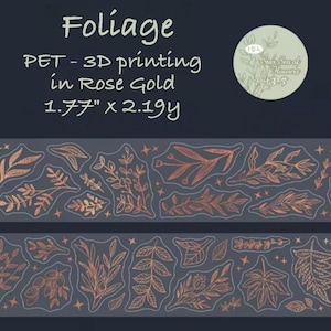 Gold print on PET transparent Tape, Gold Accent Tape, Scrapbook Tape, Retro Washi Tape, Junk Journal, Planner, Decor Gold Tape