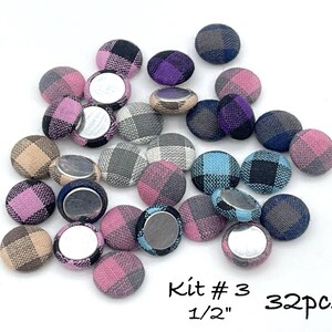 Fur Fabric Flat Metal Back Buttons: Clock, Flower, Bird, Boho, Wood Buttons, Embellishments Kit # 3