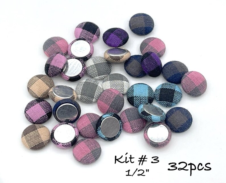 Fur Fabric Flat Metal Back Buttons: Clock, Flower, Bird, Boho, Wood Buttons, Embellishments Kit # 3