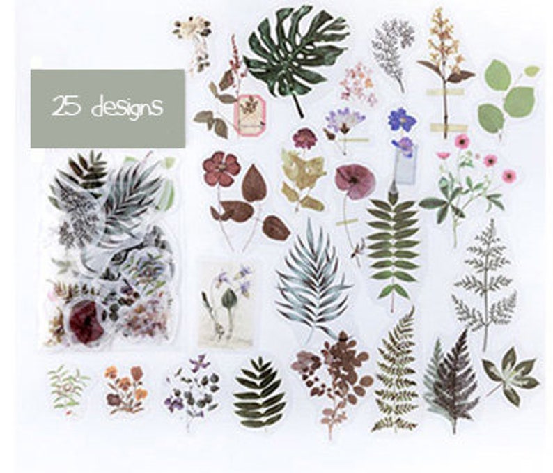 Vellum Sticker Botanical Sticker Garden Sticker Mini Plant Etsy