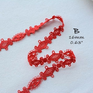 Embroidery Lace Ribbon Trim - Navy, Beige, Red, Lavender - Scrapbooking, Sewing