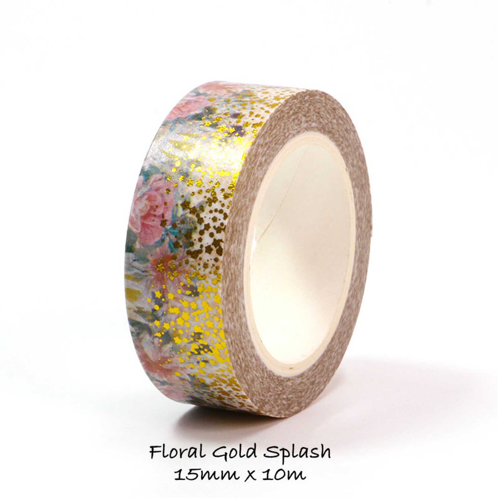 Gold Metallic Foil Washi Tape Floral Gold Blue with Gold Etsy