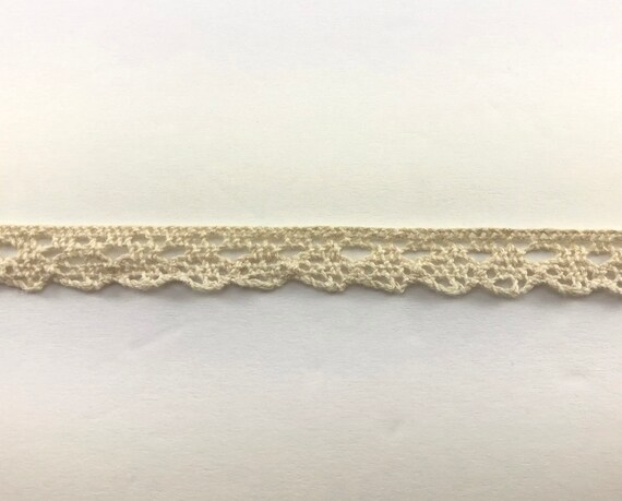 Natural Cotton Thin Lace Ribbon Trim by the Yard, Crocheted Trim