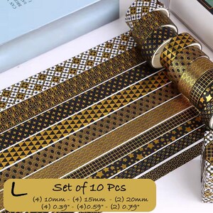 Blue Porcelain, Van Gogh Washi Tape Set: Floral, Black & Gold Scrapbook Planner