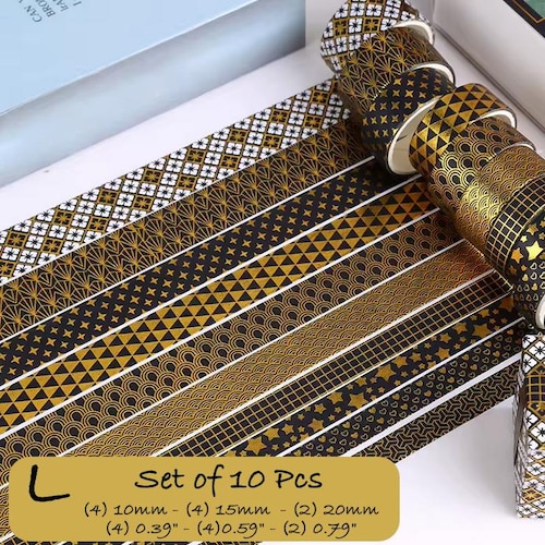 Blue Porcelain, Van Gogh Washi Tape Set: Floral, Black & Gold Scrapbook Planner