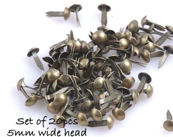 Metal Brads Paper Fasteners: Round Head Scrapbook Embellishments (20 or 40 Pcs)