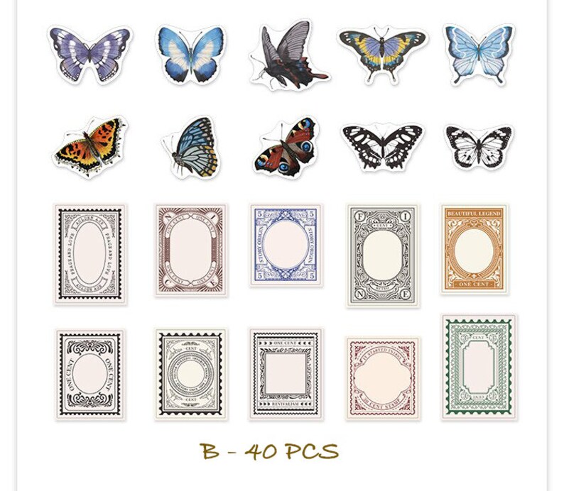 Vellum Sticker Vintage Sticker Flower Sticker Butterfly Etsy