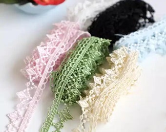 Embroidery Lace Trim,  Cream Green Baby Blue Light pink Burgundy , by the yard, Junk Journal, Scrapbooking, Sewing, Mixed Media