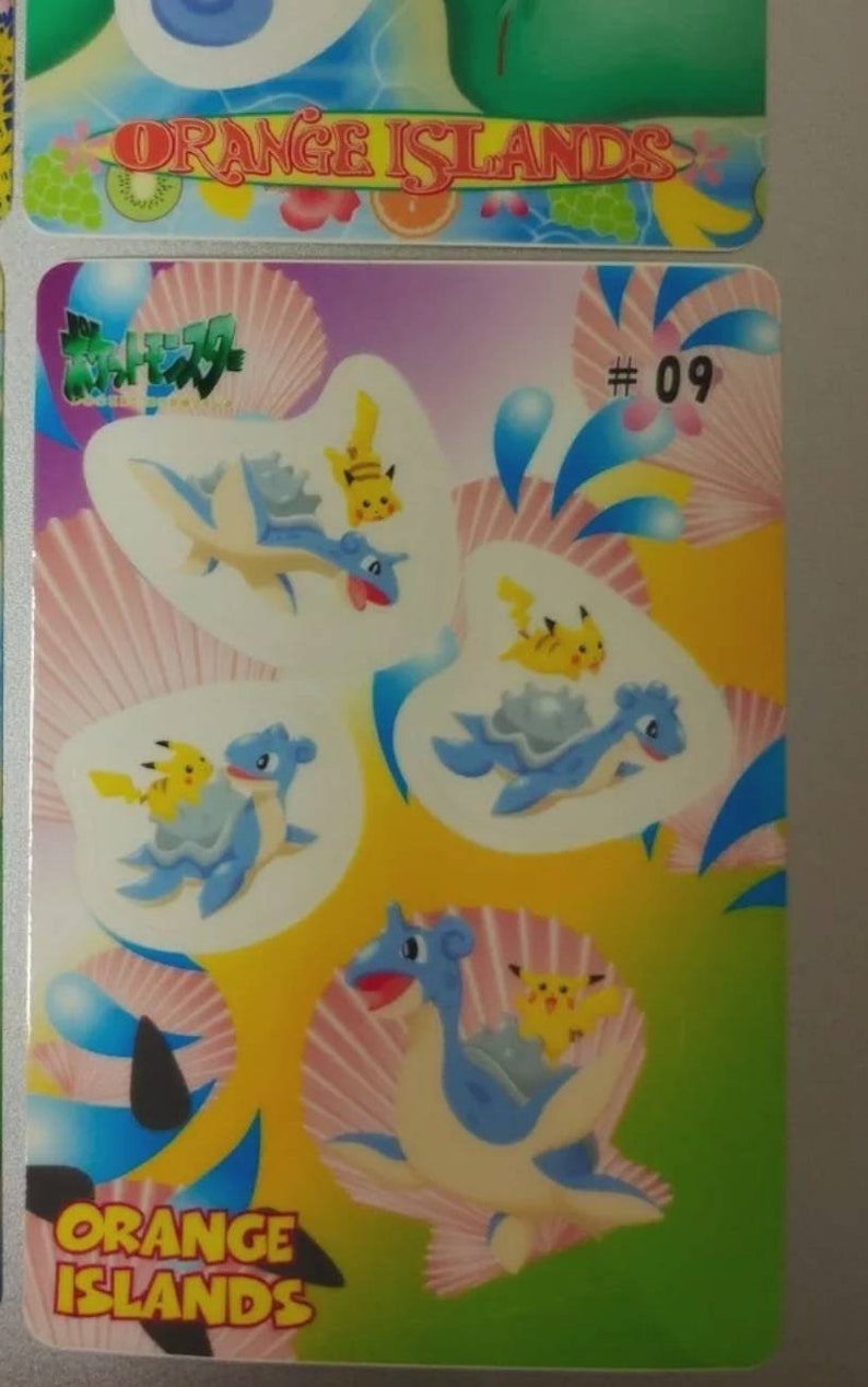 Complete 12 Card Set Pokemon 1999 Bandai Orange Islands Glossy Sticker Cards