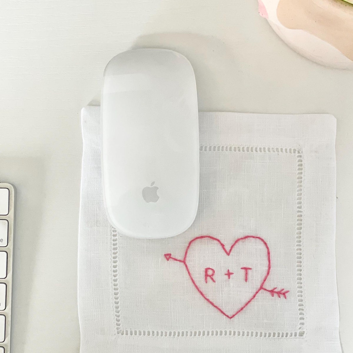 Custom cocktail napkins, embroidered cloth napkins, custom embroidered napkins, initial napkins, heart napkins