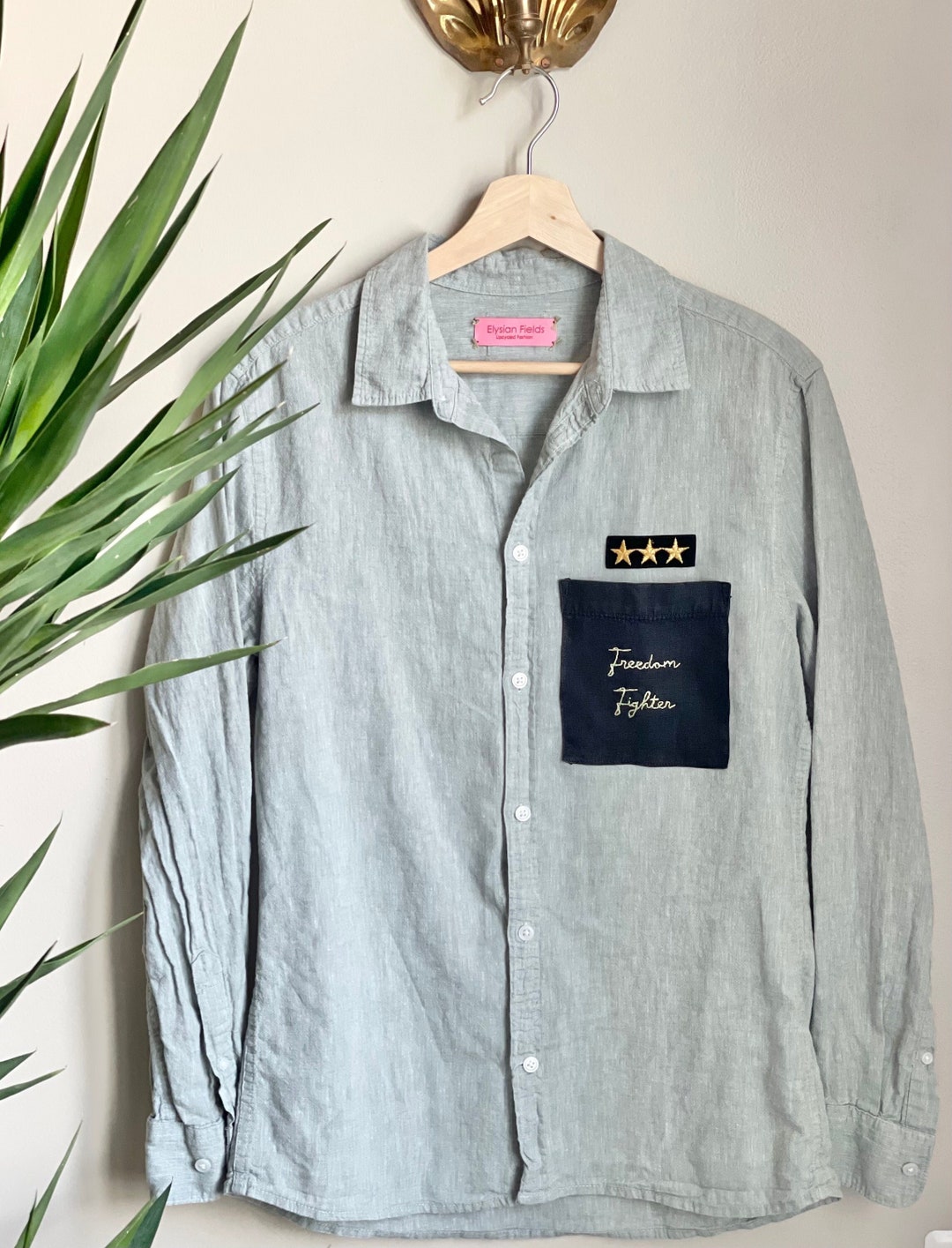 Embroidered Shirt, Upcycled Fashion, Button up Shirt, Vintage Linen Etsy