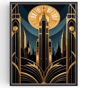 Póster de arquitectura de los años 20, arte mural estilo Gatsby, decoración de vestidor vintage de los años 20, regalos Art Decó