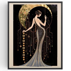 Póster de cóctel estilo años 20, regalo de arte de pared, vestidor estilo vintage de 1920, tocador de señoras estilo art déco de Erte, regalos para niñas