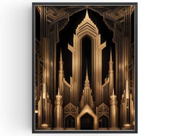 1920s Art Deco Architecture Poster: Vintage Gatsby Style Wall Art