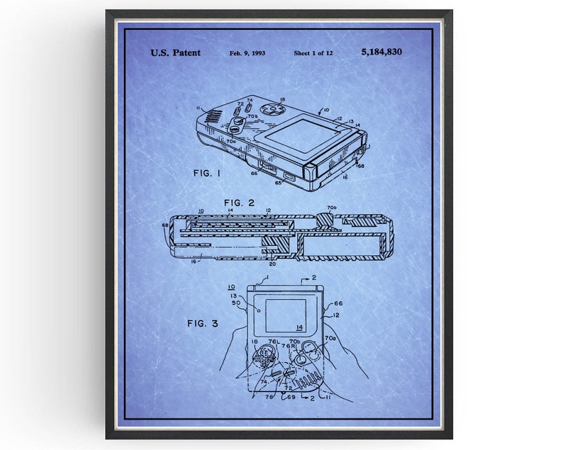 Nintendo Gameboy Patent Blueprint Console Game Design Bedroom Wall Art Office Poster Christmas Gift image 2
