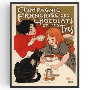 Chocolate Vintage Publicidad Impresión Cartel Francés, Ideas para el Hogar, Regalos de Cumpleaños