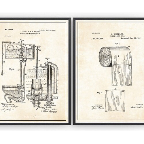 Toilet Roll Patent Print Blueprint Poster Design Wall Art Etsy