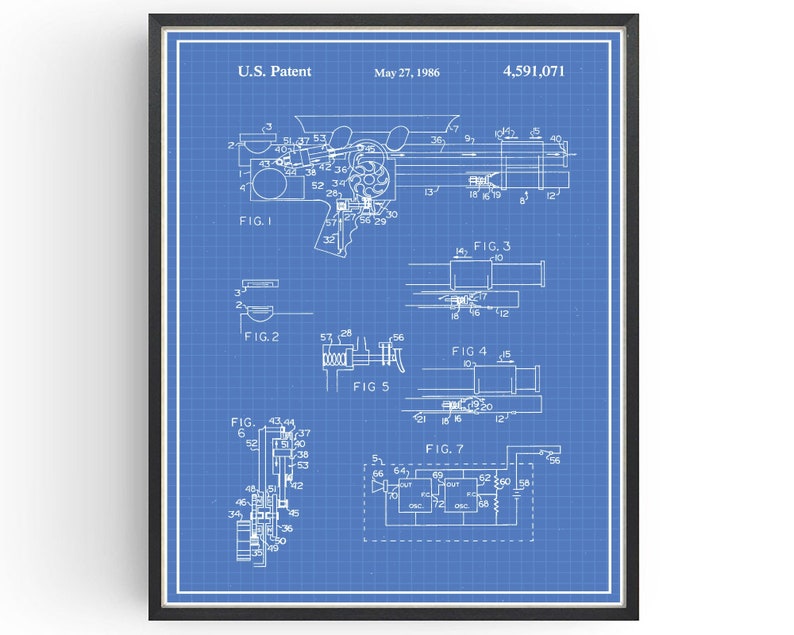 Nerf Gun Patent Print Blueprint Toy Gun Design Blueprint Wall Etsy