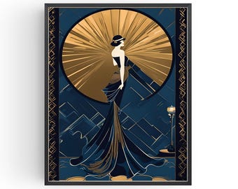 Art Deco Flapper Girl Poster: 1920s Style Print