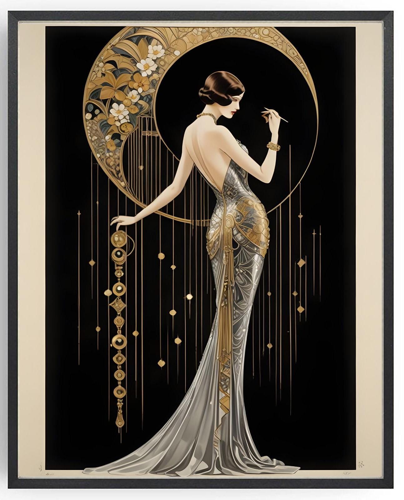 Flapper Girl Art Deco Print: 1920s Style Powder Room (digital Download ...