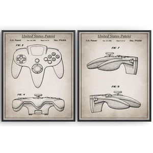 May include: Two black and white patent drawings of a video game controller. The first drawing shows a top view of the controller, and the second drawing shows a side view of the controller. The drawings are labelled with the text "United States Patent" and "Des. 376,826".