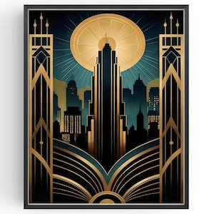 Póster de arquitectura de los años 20, arte mural estilo Gatsby, decoración de vestidor vintage de los años 20, regalos Art Decó