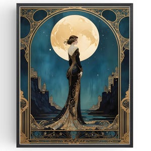 Póster Art Decó estilo años 20, regalo de arte de pared, decoración de tocador vintage de 1920, tocador de damas, regalos para ella, impresión de ilustración grande