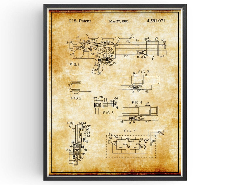 Nerf Gun Patent Print Blueprint Toy Gun Design Blueprint Wall Etsy