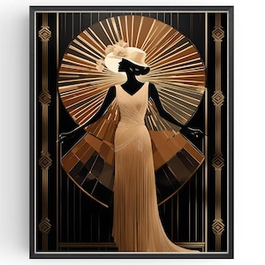 Cartel de cóctel Gatsby años 20 estilo pared arte regalo, vestidor vintage 1920 decoración, tocador de damas Art Déco, regalos para ella