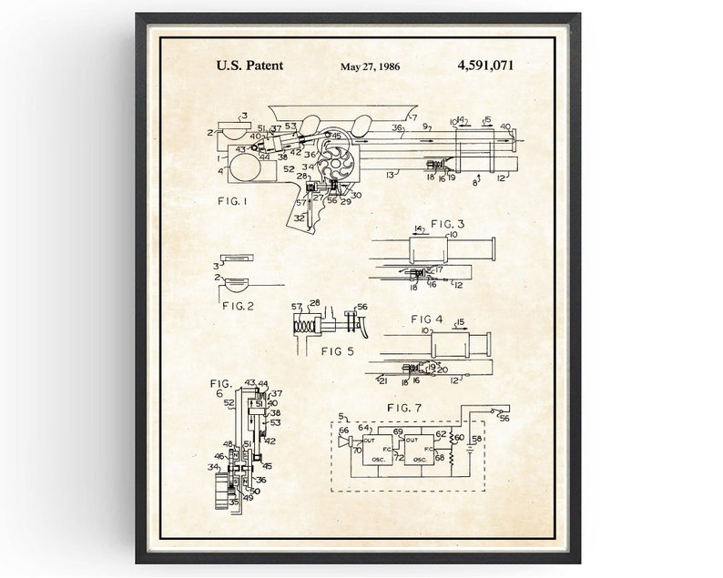 Nerf Gun Patent Print Blueprint Toy Gun Design Blueprint Wall Etsy