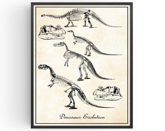 Dinosaur Poster Jurassic Skeleton Gothic Wall Art Steampunk Vintage Prints Illustrations