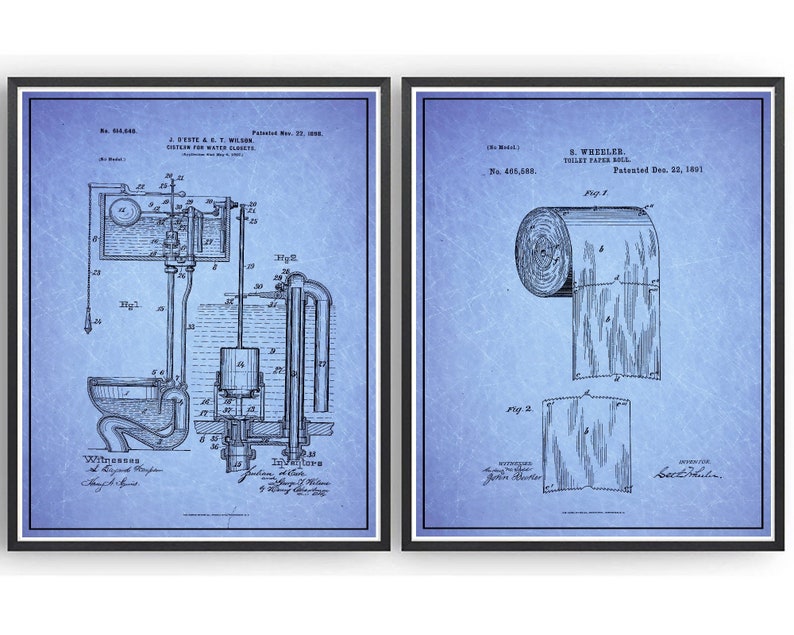 Toilet Roll Patent Print Blueprint Poster Design Wall Art Etsy