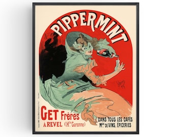 Peppermint Poster Vintage Advertising Prints, French Tonic, Home Ideas, Birthday Gifts