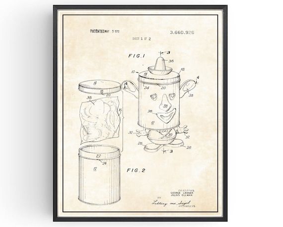 Mr Potato Head Patent Print Blueprint Toy Design Blueprint | Etsy