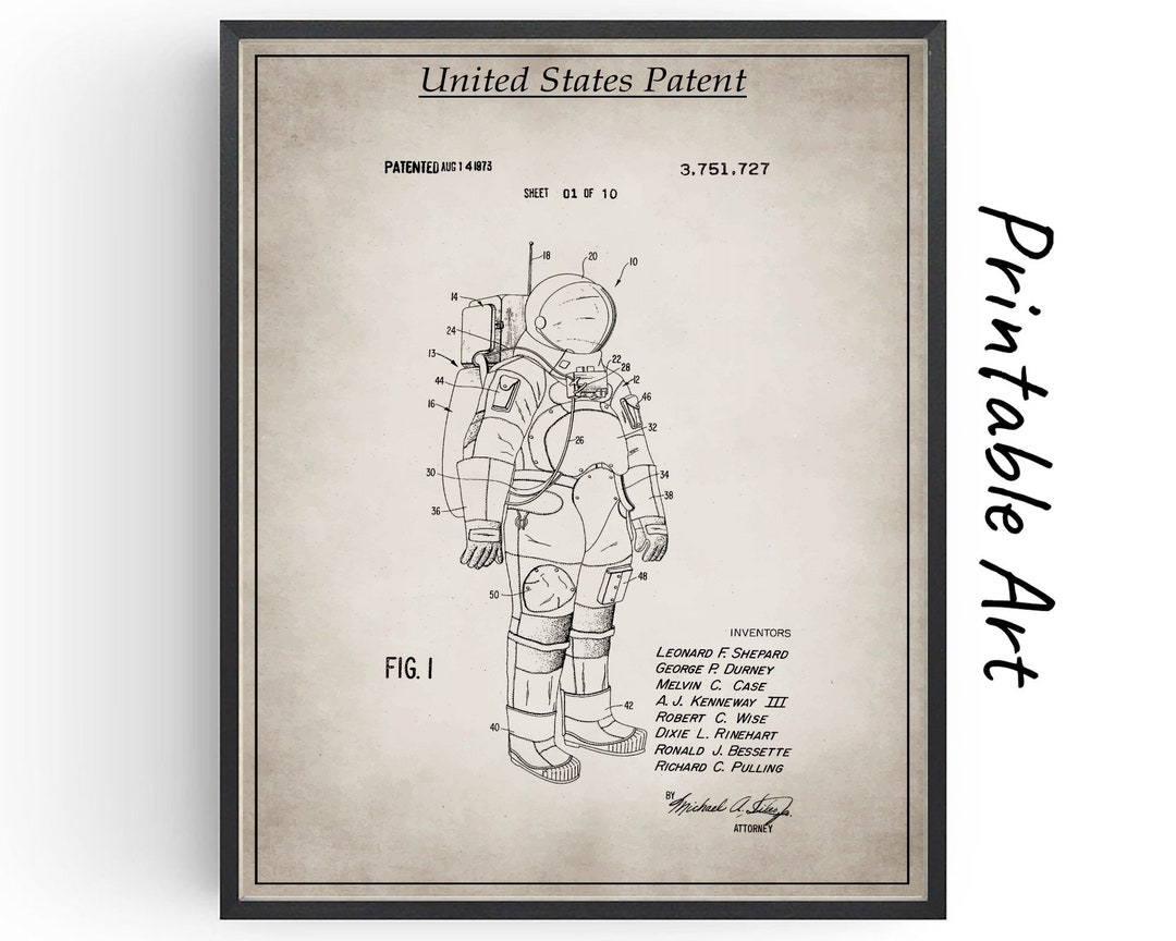 Printable Space Suit Patent Download Prints NASA Blueprint Astronaut ...