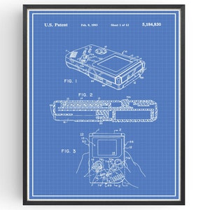 Nintendo Gameboy Patent Blueprint Console Game Design Bedroom Wall Art Office Poster Christmas Gift image 3