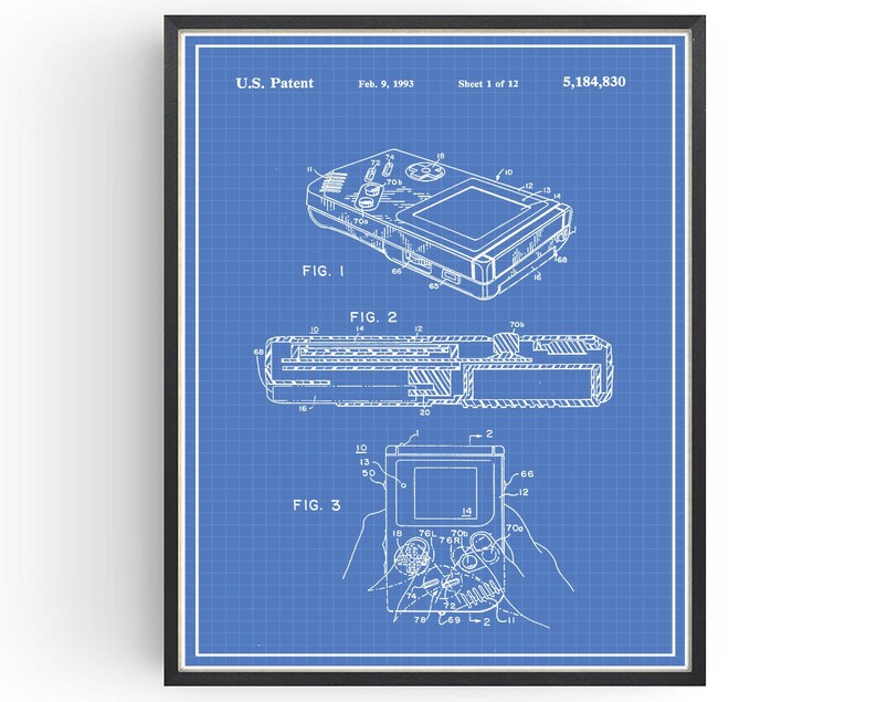 Nintendo Gameboy Patent Blueprint Console Game Design Bedroom Wall Art Office Poster Christmas Gift image 3