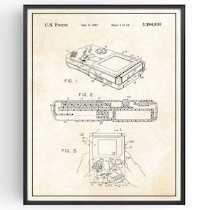 Nintendo Gameboy Patent Print: Console Blueprint Wall Art