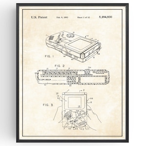 Nintendo Gameboy Patent Blueprint Console Game Design Bedroom Wall Art Office Poster Christmas Gift image 1