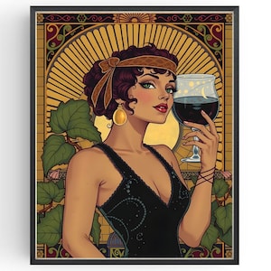 Flapper Girl Cocktail Poster Roaring 20s Prohibition Print, Vintage Style Ankleidezimmer 1920, Art Deco Damentoilette, Geschenke für Sie.