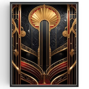 Póster de arquitectura de los años 20, estilo Gatsby, arte de pared, decoración de vestidor vintage, regalos Art Deco