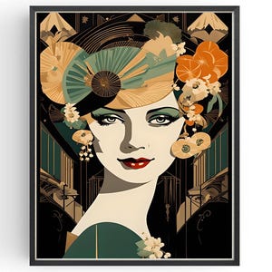Cocktail Poster Roaring 1920s Great Gatsby Style Wand Kunst Geschenk, Vintage Ankleidezimmer 20er Jahre Dekor, Art Deco Damentoilette, Geschenke für Sie