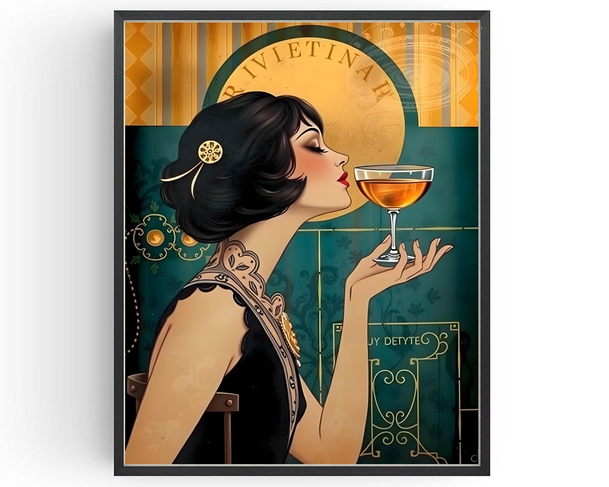 Art Deco Cocktail Poster: 1920s Style Gold Teal Wall Art - Etsy