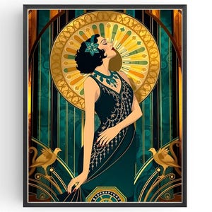 Cocktail Poster 20er Jahre Stil Wand Kunst Geschenk, Vintage Stil Ankleidezimmer 1920 Dekor, Gold Deco Damentoilette, Geschenke für Sie, Gatsby Print