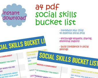 social skills printable checklist for kids/ teaching resources/ teach social skills/ build confidence in kids/ kids life skills activity